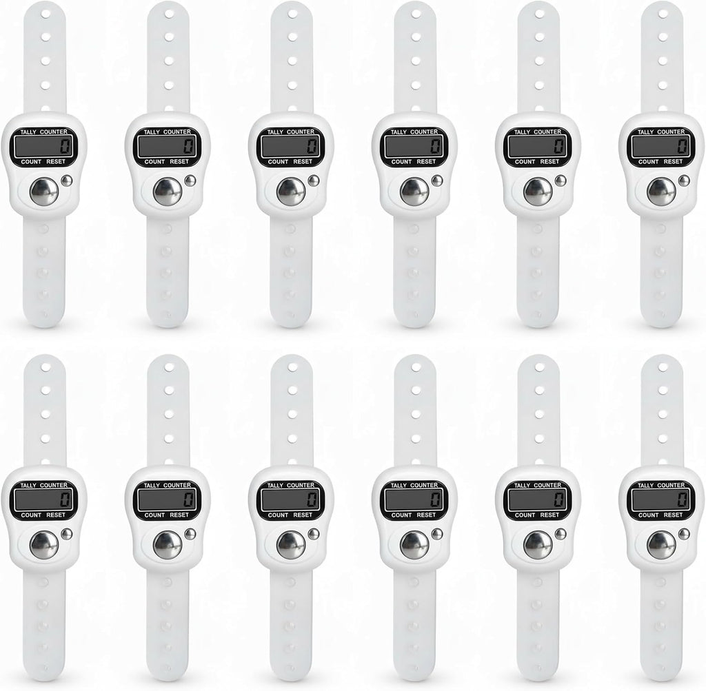 SET OF 12 White Digital Finger Counters | White Tasbih/Dhikr Counters