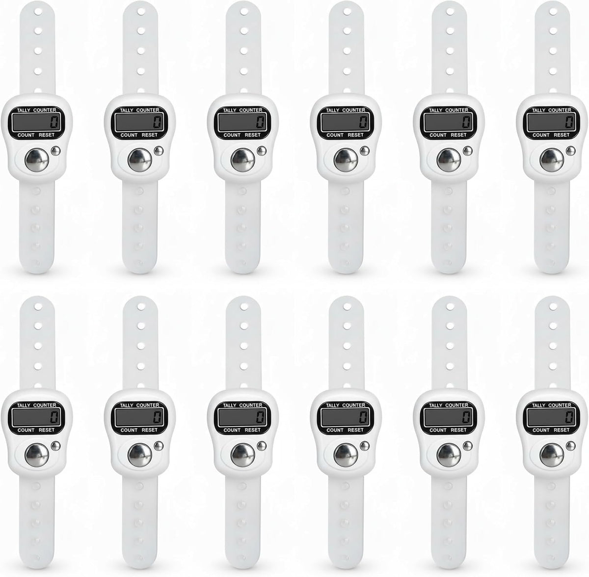 SET OF 12 White Digital Finger Counters | White Tasbih/Dhikr Counters