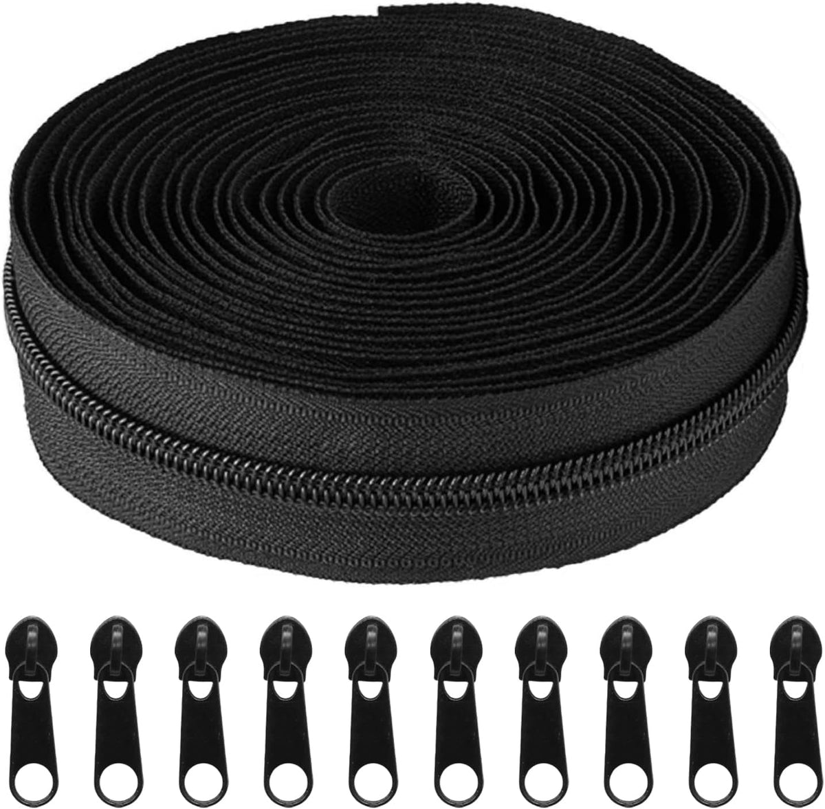 Kemcatui 10-Yard #5 Black Zipper Tape on a Roll