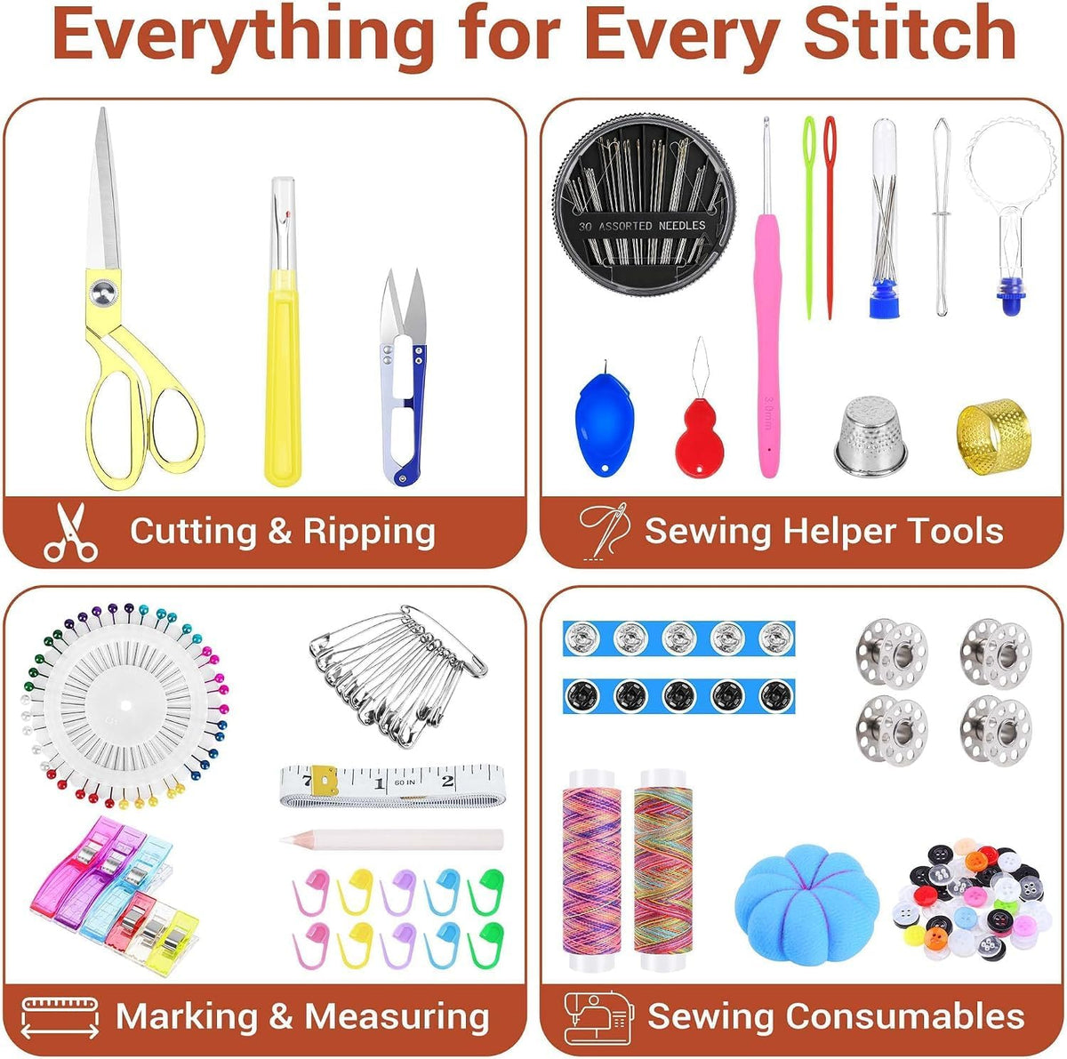 Snayurch Sewing Kit for Adults with Heavy Duty Fabric Scissors,38XL