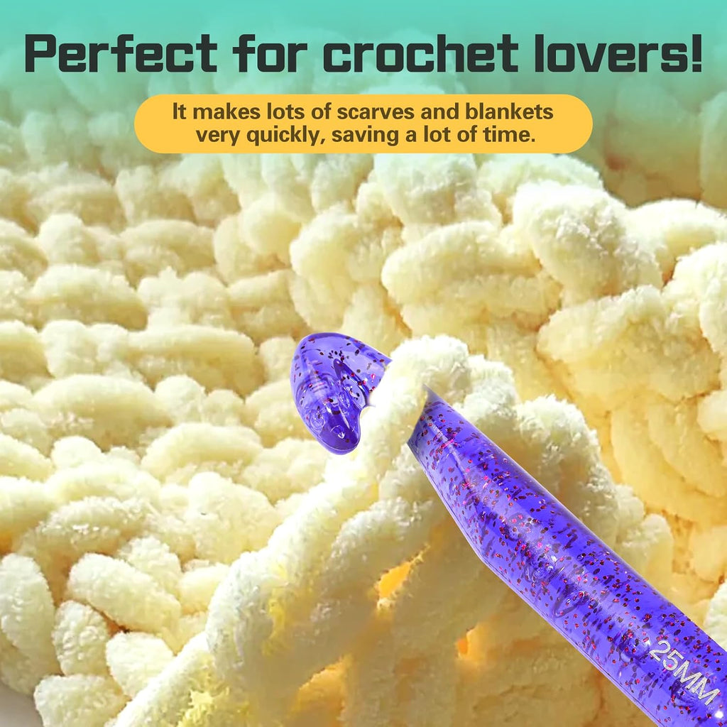 QMNNMA 25mm Large Crochet Hooks for Chunky Yarn, Purple Jumbo Crochet