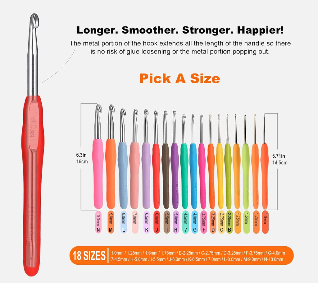 2Pcs 10mm Large Crochet Hooks, Ergonomic Crochet Hook for Arthritis