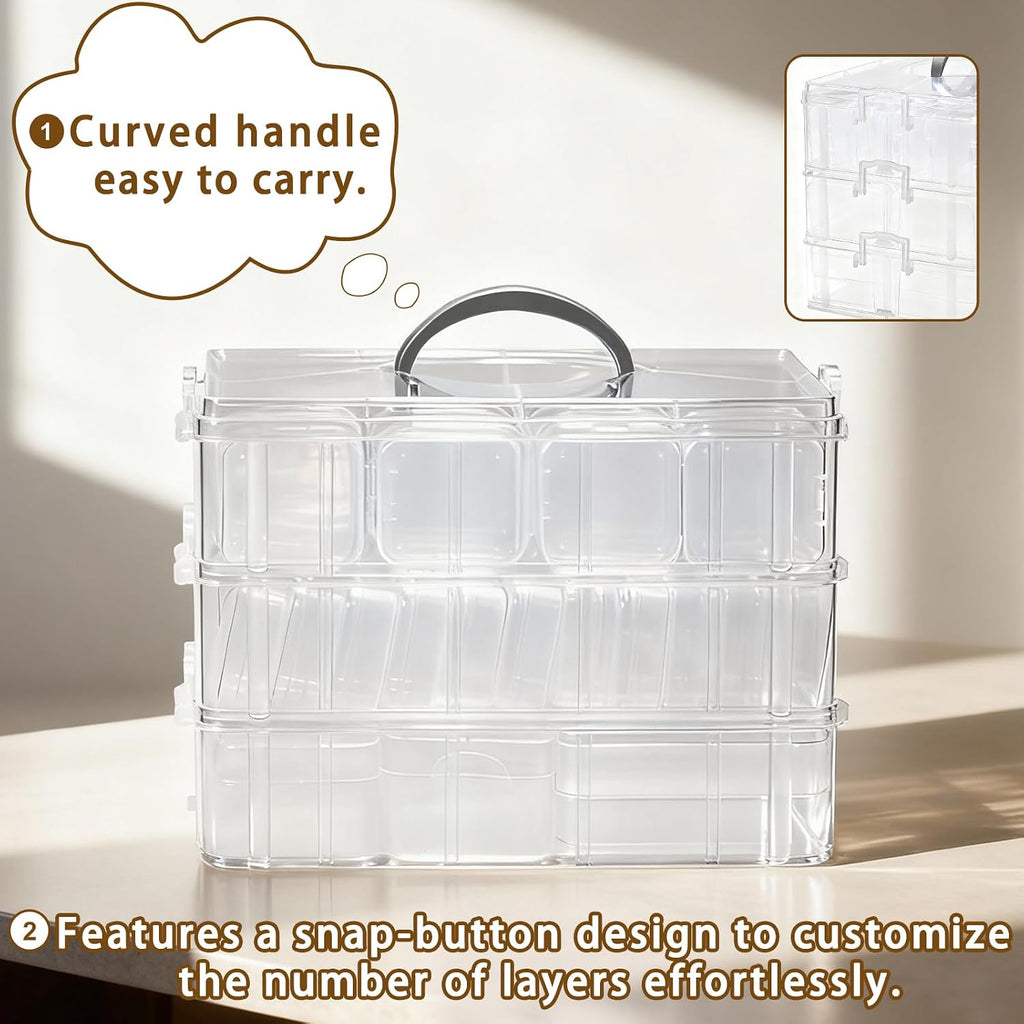 Bead Containers Storage Box for Art Craft Storage,3-Tier Stackable