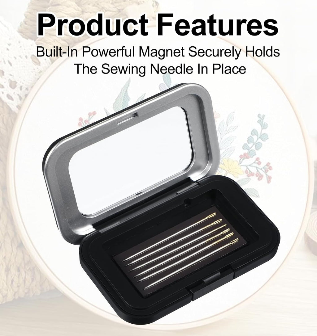 2Pcs Magnetic Needle Holder, Magnetic Needle Case with Clear Lid