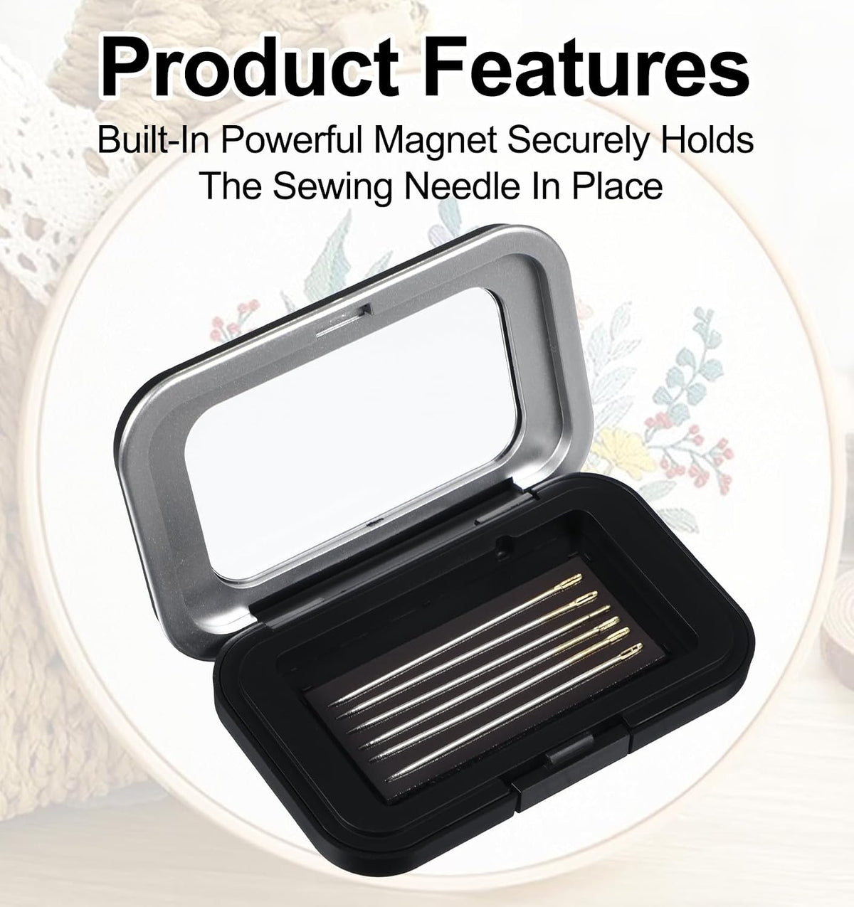 2Pcs Magnetic Needle Holder, Magnetic Needle Case with Clear Lid