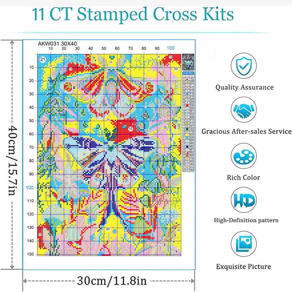 Eiazuiks Stamping Cross Stitch Kit, Snow Mountain Counting Cross