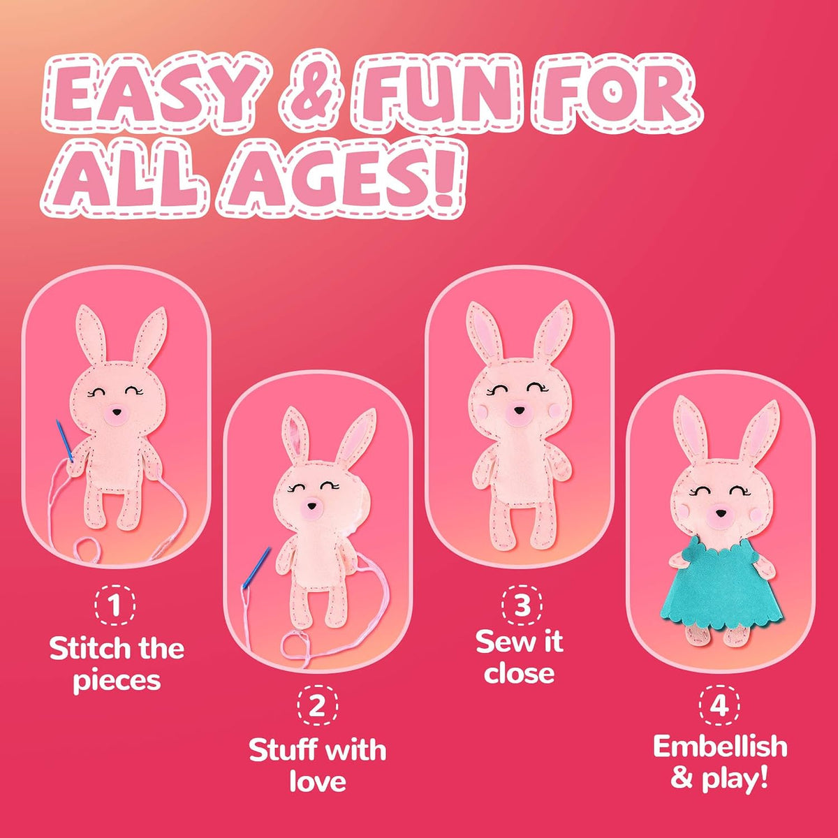 Cymbana Sewing Kit for Kids, Make a Friend 5 Felt Kids Sewing Crafts