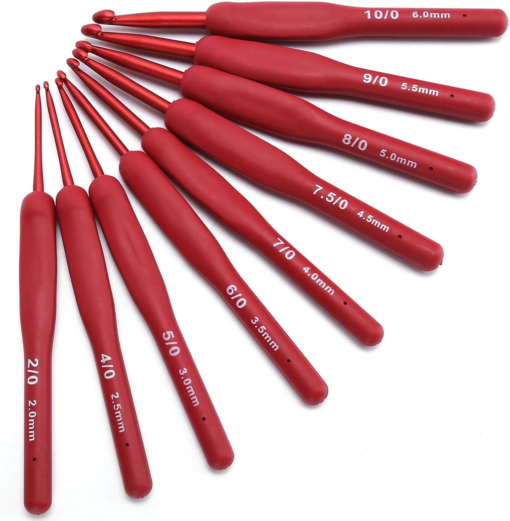 Rengue Ergonomic Crochet Hook Set, 9 Pcs 2-6mm Knitting Needles with