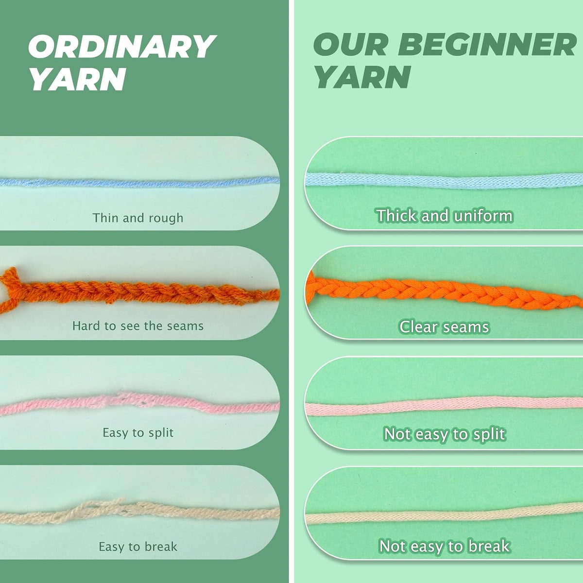 Completed Beginner Yarn, Yarns for Crocheting, Easy Yarns