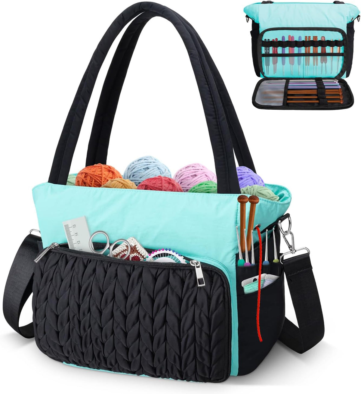 DALINDA Yarn Storage Bag Organizer,Crochet Bag - Portable Yarn Bag &