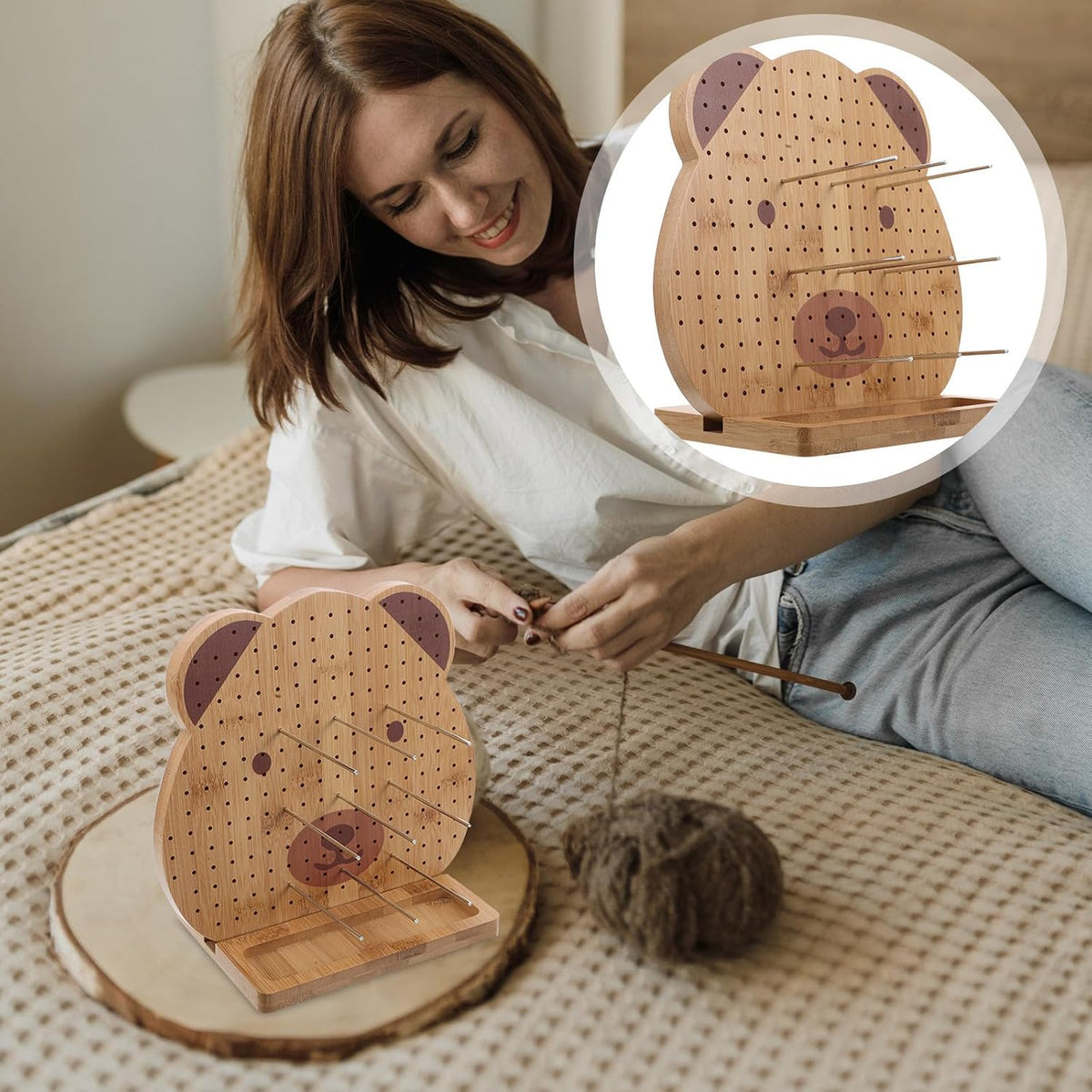 Wooden Crochet Blocking Board with Pins for Knitting Projects