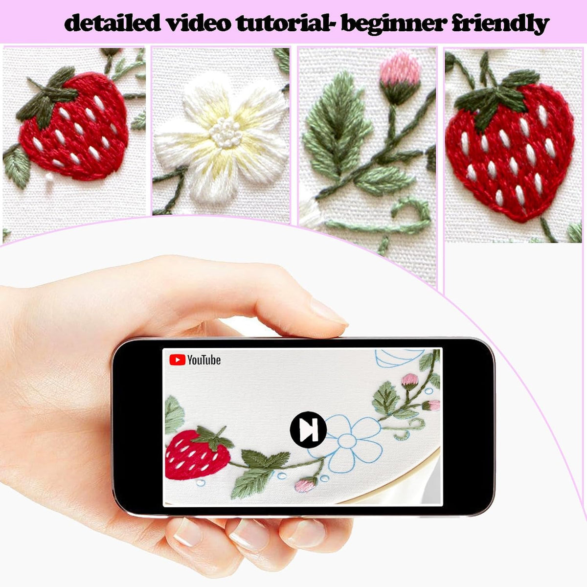 Topapfo Strawberry Embroidery Kit for Beginners Adults, Funny