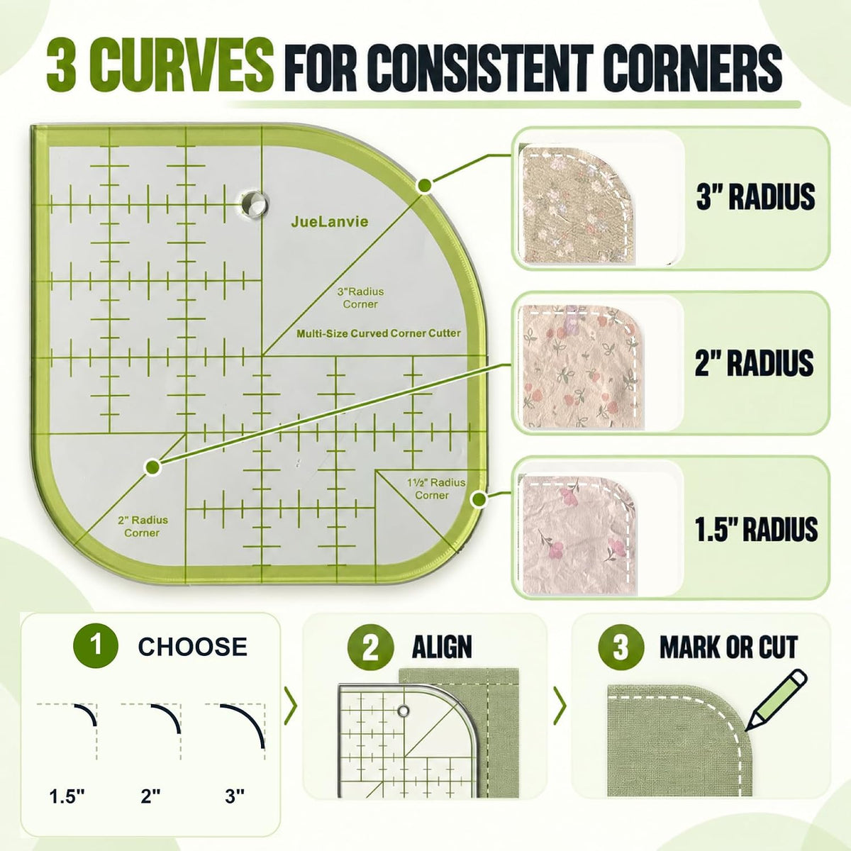 3-Piece Acrylic Quilting Ruler Set, 6.5" x 12" Rectangle Cutting