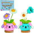 2PCS DIY Flower Crochet Kit for Beginners Animal Potted Plants Starter