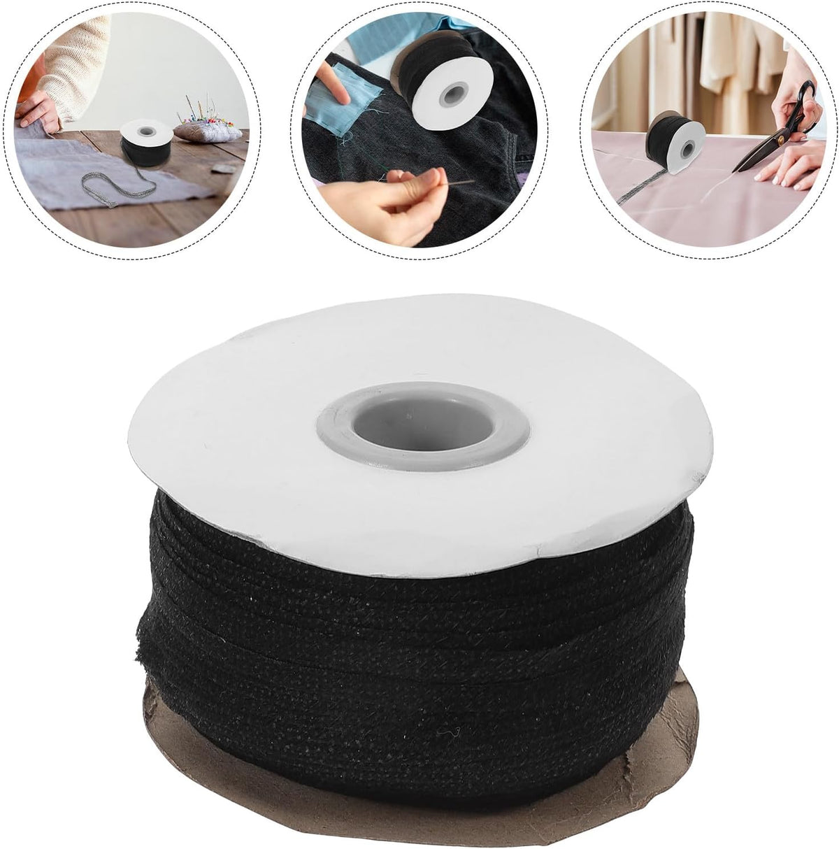 1 Roll Fusible Interfacing Strip for Sewing, Black Non-Woven Fabric