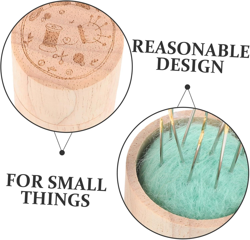 Wooden Sewing Needle Holder Case, Portable Multi Function Tube