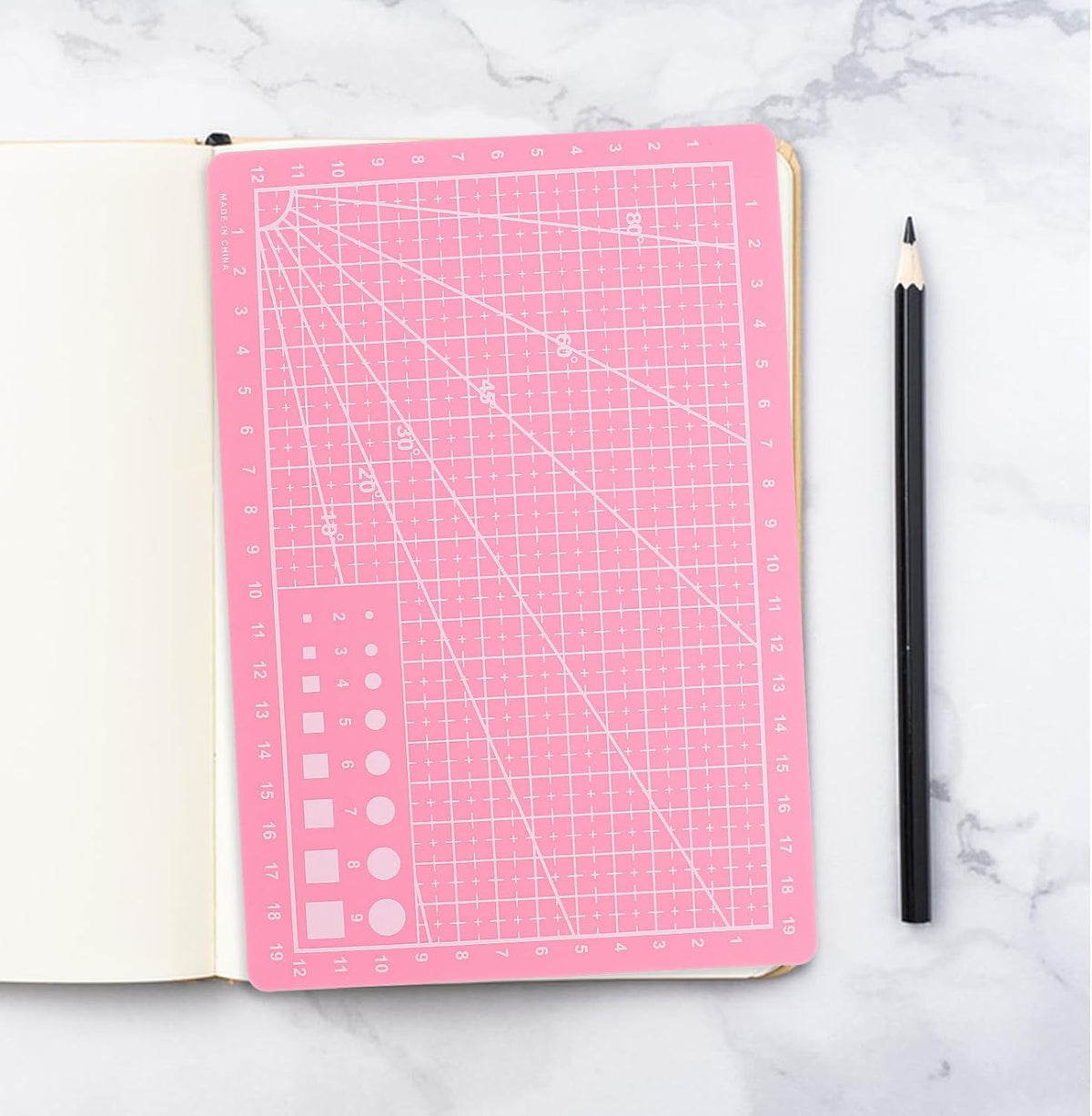 2pcs A5 Pink Double-sided Self-healing PVC Cutting Mat with Grid Lines
