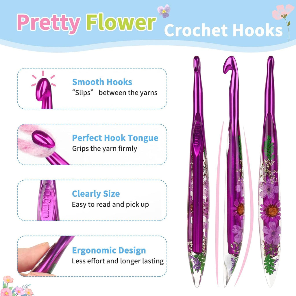 Coopay Crochet Hook, 10mm Ergonomic Crochet Hook with Floral Plastic
