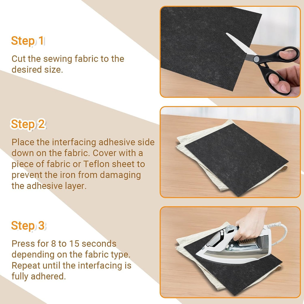 Qjaiune Medium Weight Fusible Interfacing, 11.8 Inch x 30 Yards, Black