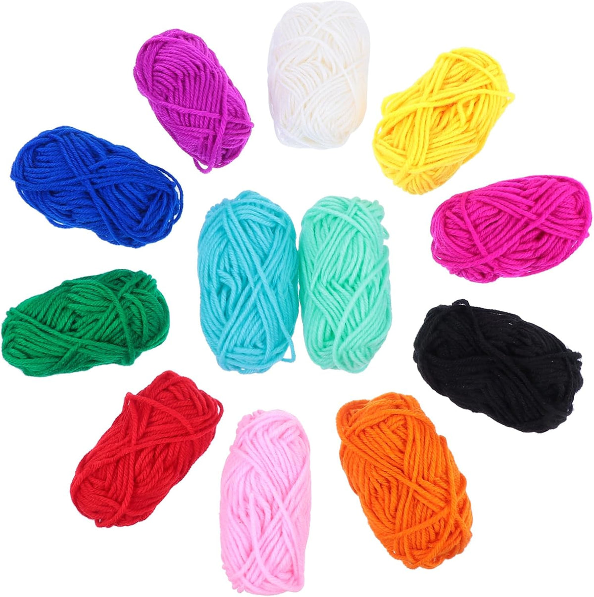 Acrylic Yarn Soft Craft Wool for Knitting 12 Rolls Crochet, 10g