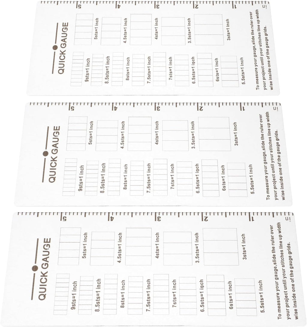 3pcs Knitting Gauge Ruler for Needles and Crochet Hooks, Acrylic Tool