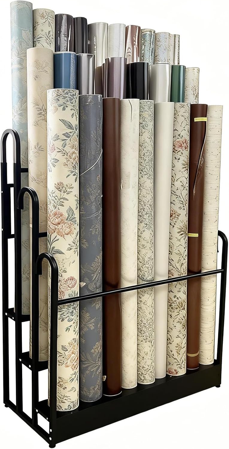 Heavy Duty Adjustable Fabric Roll Display Stand 3 Tier Metal Rack