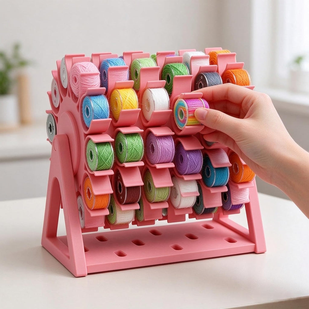 "JQZXHQ Rotating Bobbin Thread Organizer, 60‐Slot Craft & Sewing