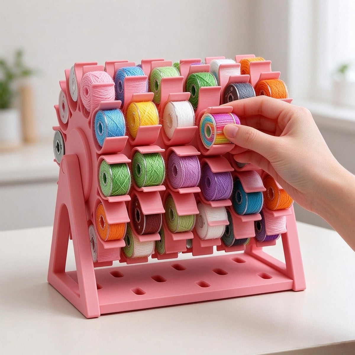 "JQZXHQ Rotating Bobbin Thread Organizer, 60‐Slot Craft & Sewing