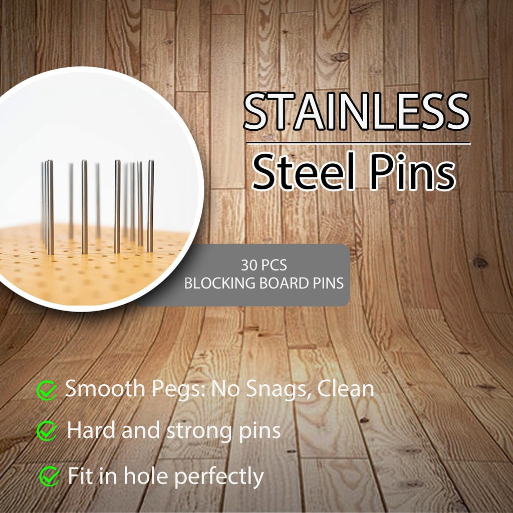 30 Pcs 3mm X130mm Stainless Steel Rod Pins for Wooden Crochet Blocking