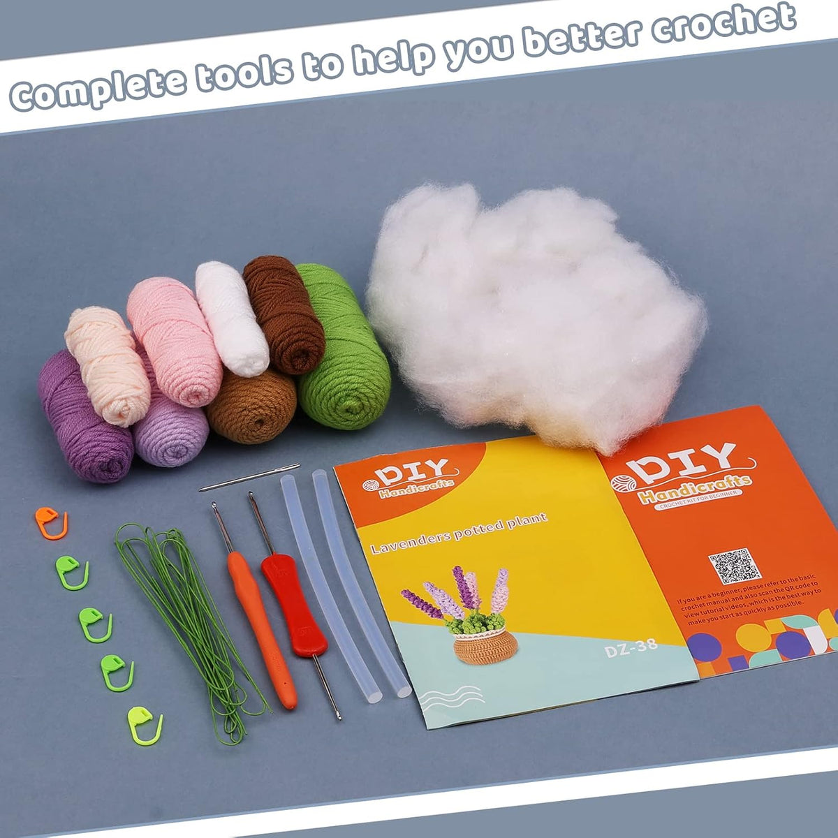 kgxulr Crochet Kit, Crochet Kit for Beginners Flowers, Purple Lavender