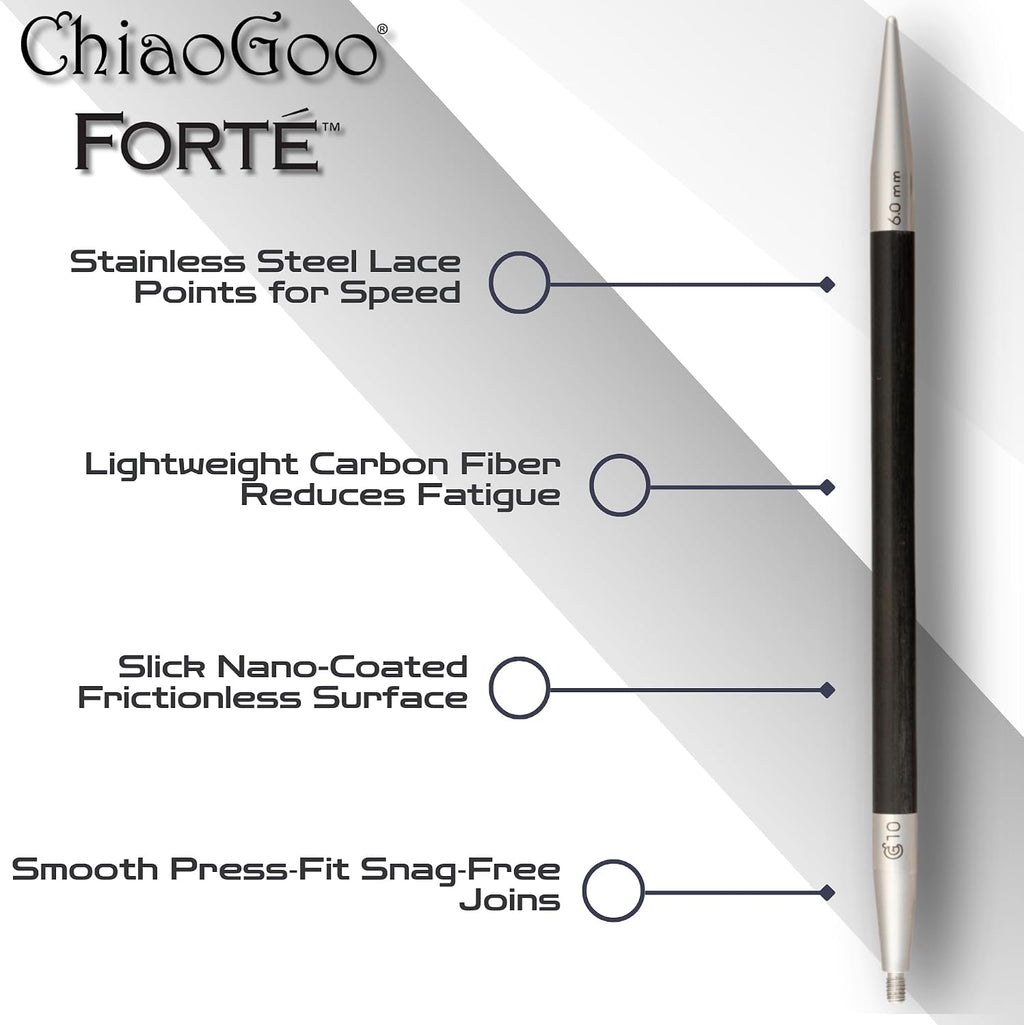 ChiaoGoo Forte 4-Inch, US 11 (8 mm) [L] IntChg. Circular Needle Tips