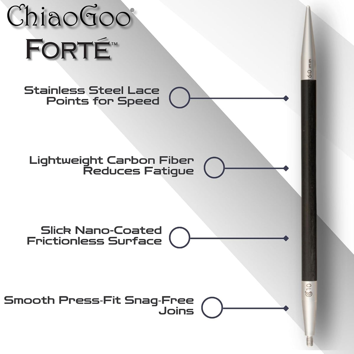 ChiaoGoo Forte 4-Inch, US 11 (8 mm) [L] IntChg. Circular Needle Tips