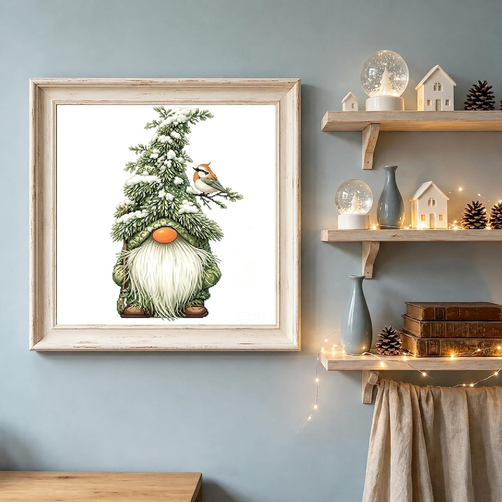 Winter Gnome Stamped Cross Stitch Kits for Beginner 13.7x13.7 Inch