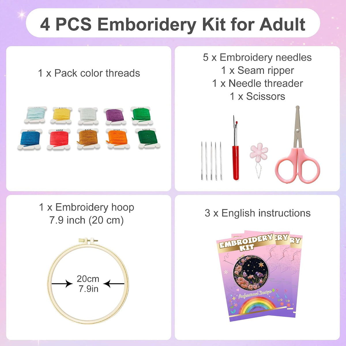 Huacan Embroidery Kit for Adults Beginner - Embroidery Kits for Adults
