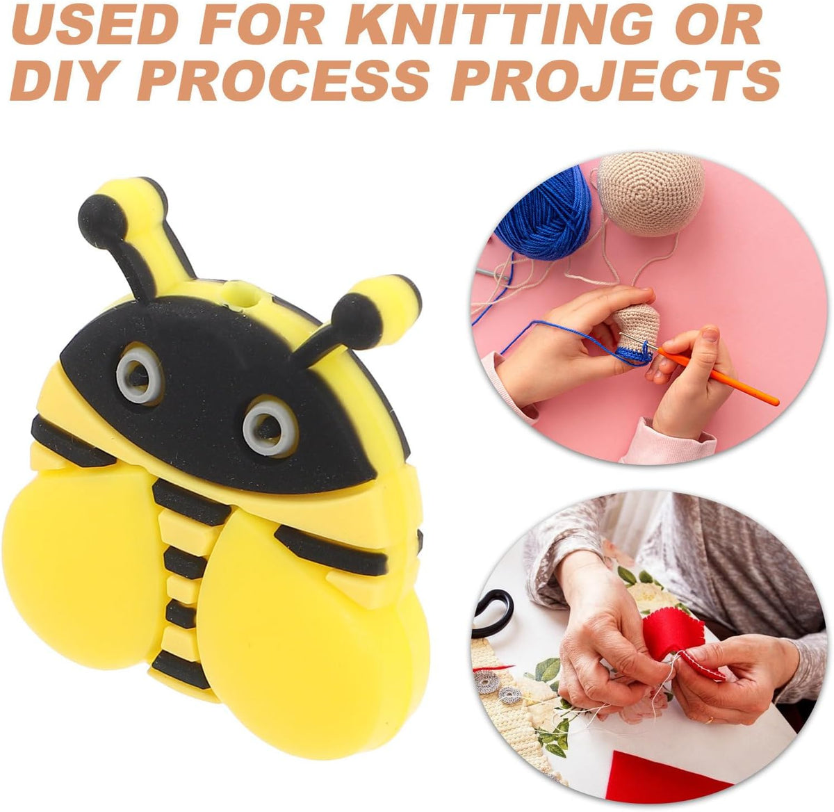 6pcs Bee Knitting Needle Caps, Silicone Point Protectors