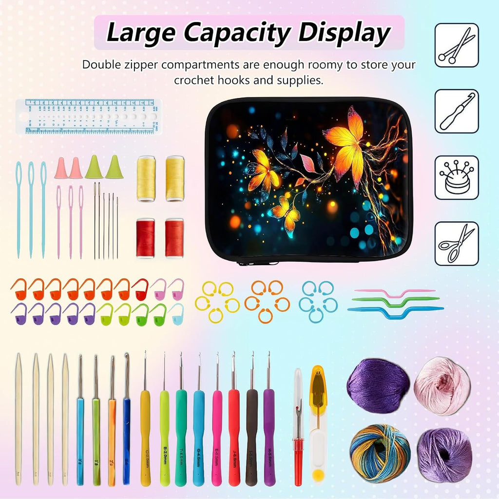 Crochet Hook Case Empty, Double Layer Zipper Knitting Needle Holder