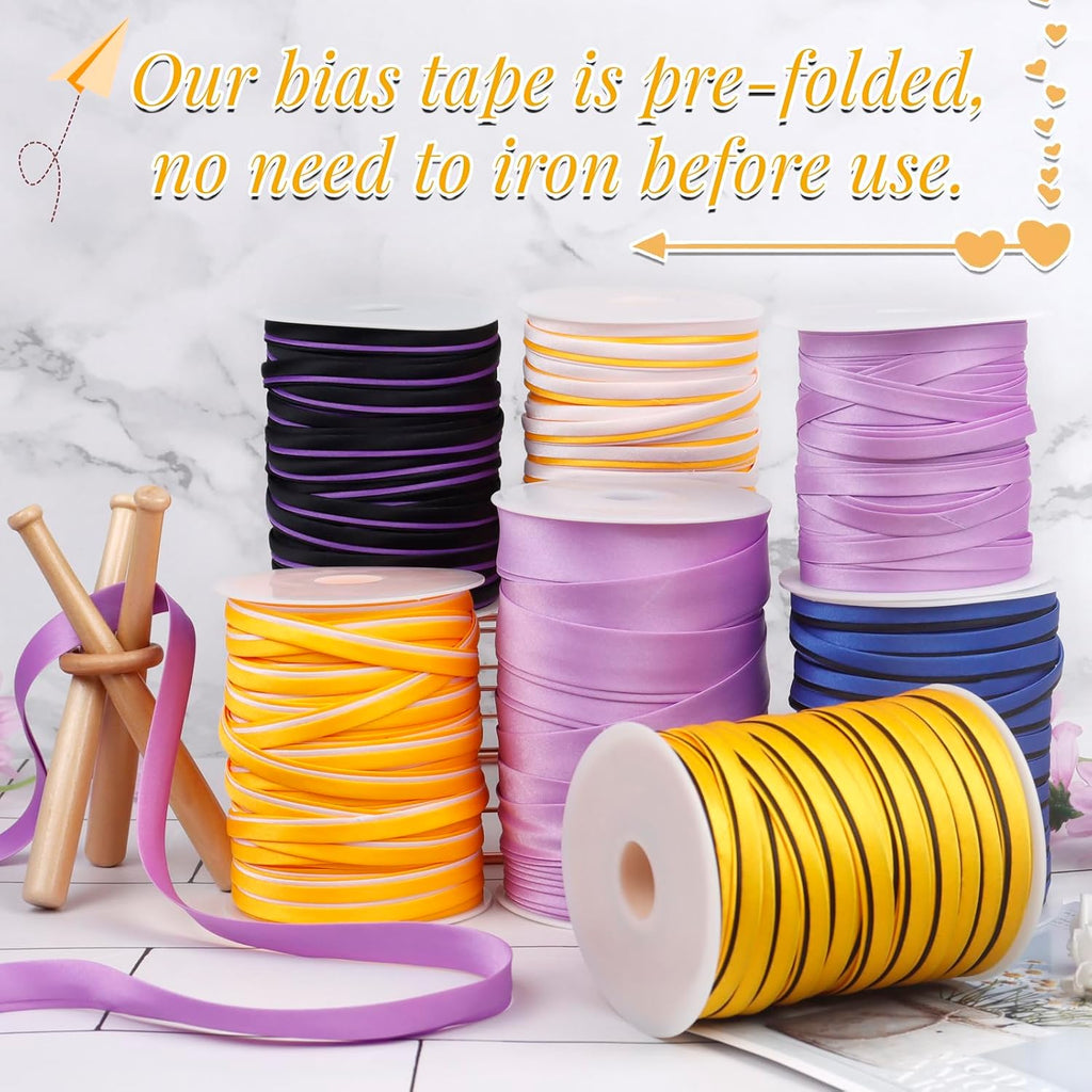 LEREATI Satin Bias Tape Double Fold 1 Inch x 55 Yards, Bias Tape for