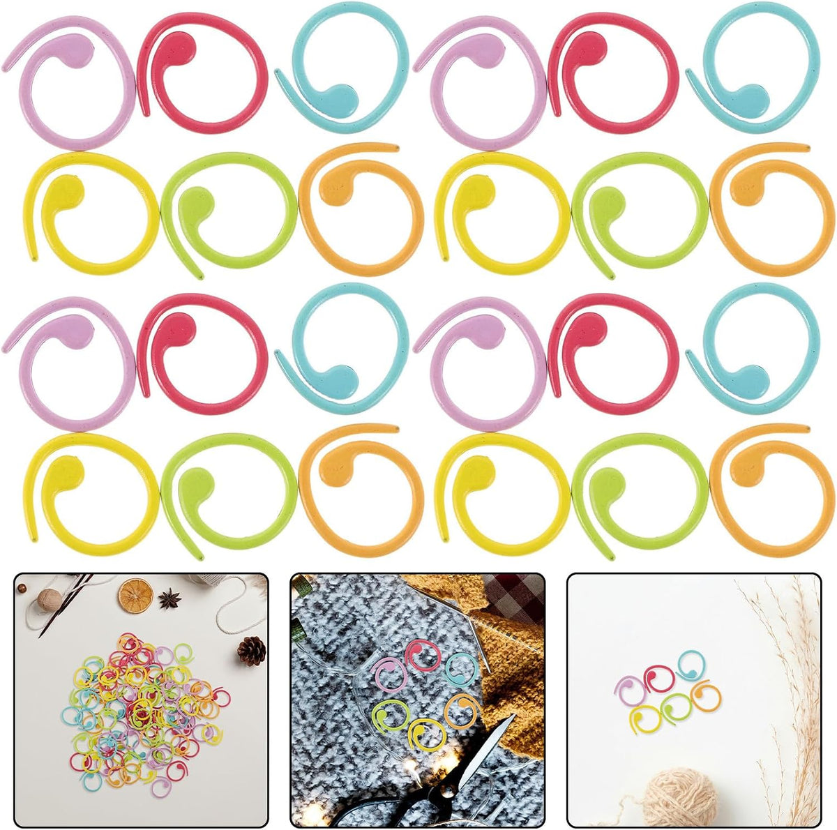 100 Piece Colorful Metal Locking Stitch Markers for Knitting
