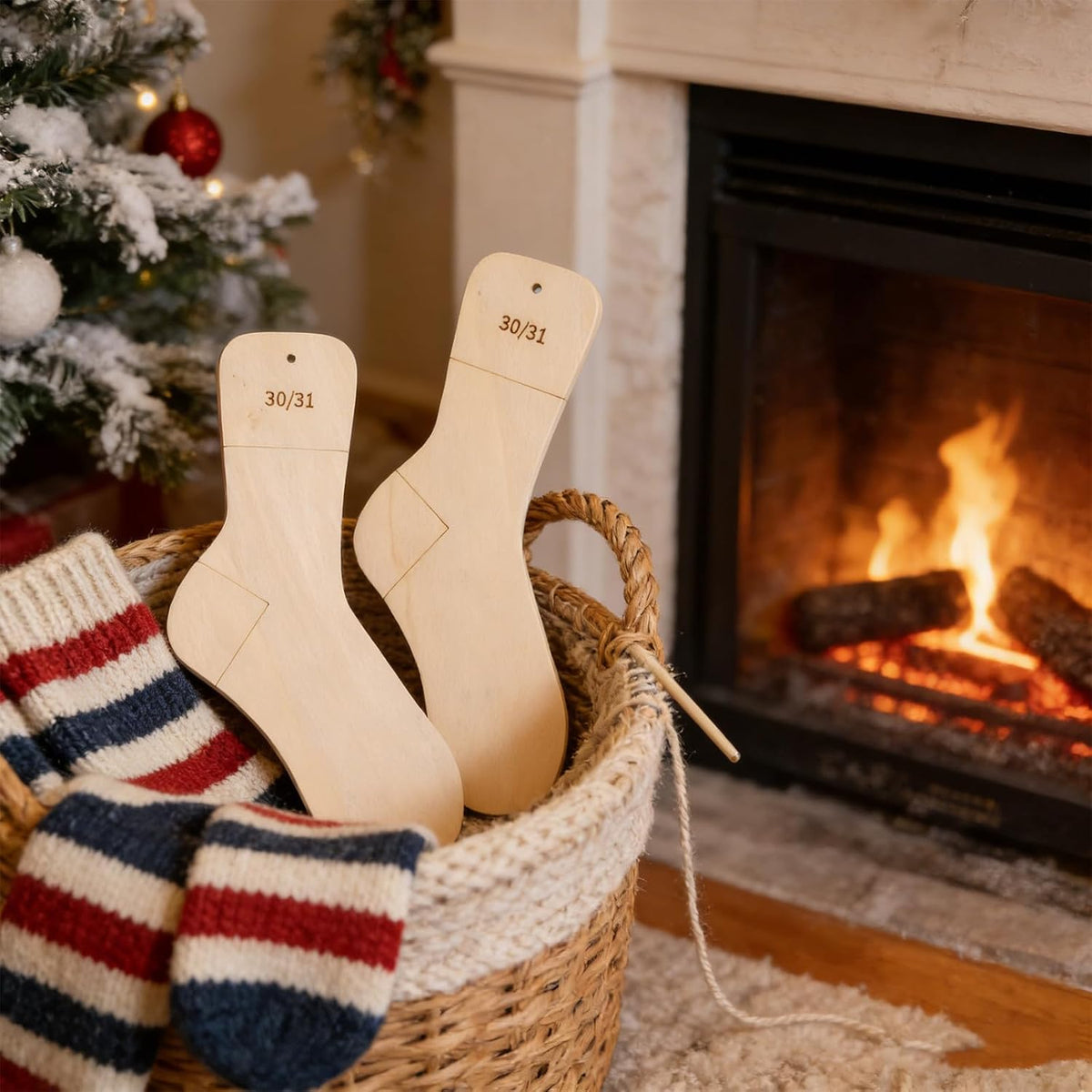 Wooden Sock Blocker Set for Knitting, 10pcs, Size 30-39