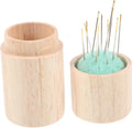 Wooden Sewing Needle Holder Case, Portable Multi Function Tube