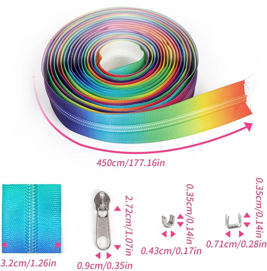 (Rainbow) No. 5 Nylon Colorful Code Package Yards Suitable for Home