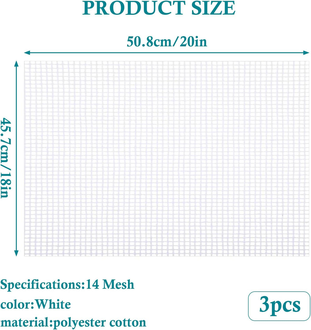 Nyuemystery 3 Pcs 14 Mesh Needlepoint Canvas, 20 x 18 Inch White Blank