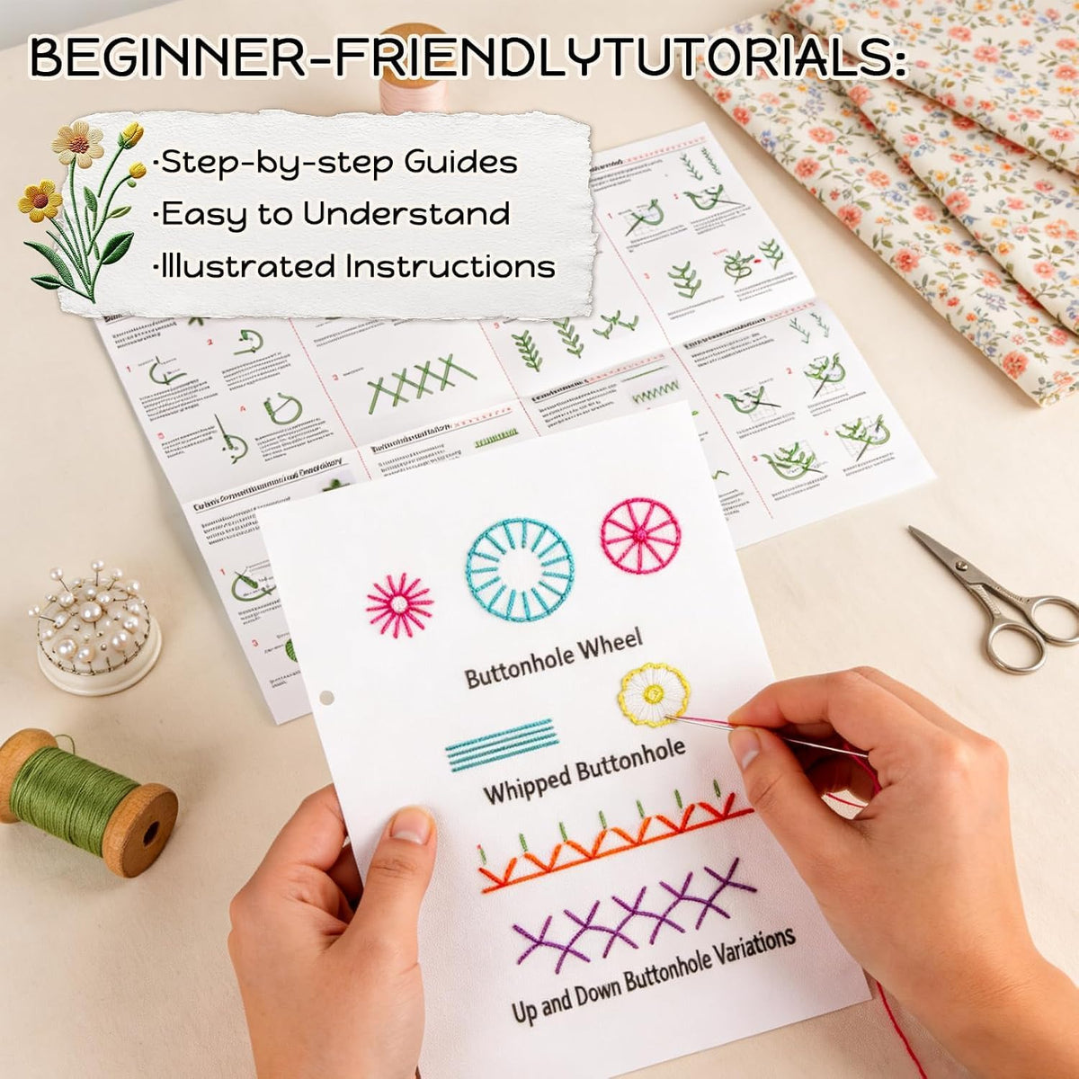 MysSpie New Upgraded Embroidery Stitch Book Kit, 106 Patterns with