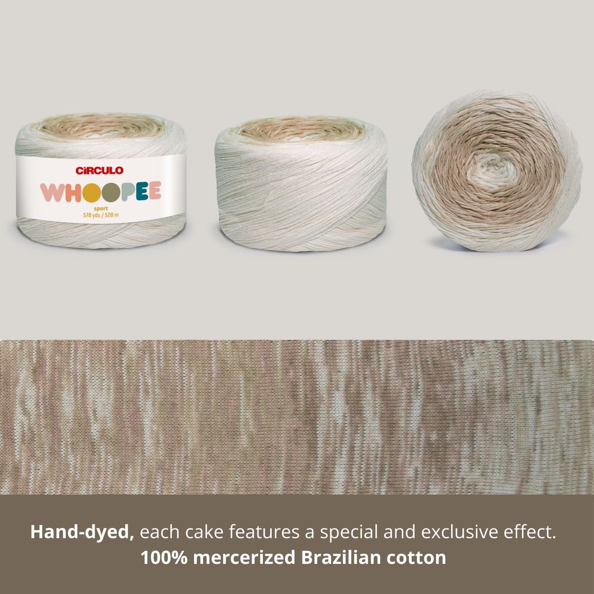 CIRCULO Whoopee Yarn, Smooth Color Gradient Cake, 100% Brazilian