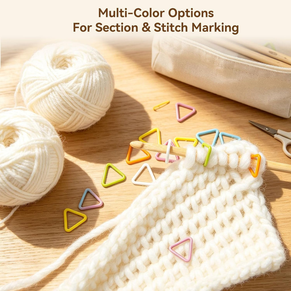Cyrank Triangle Stitch Markers, 60Pcs Metal Stitch Markers Knitting