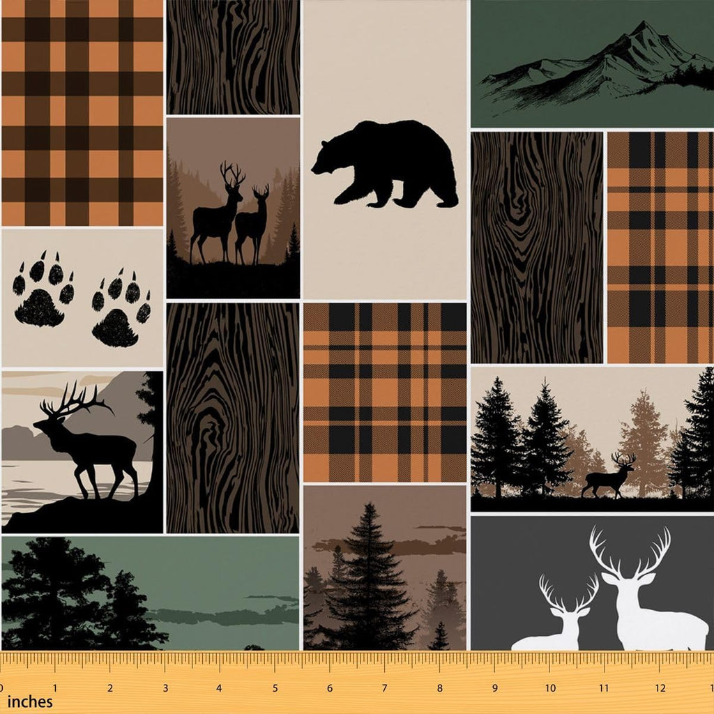 Hunting Bear Deer Upholstery Fabric Rustic Farmhouse Fabric By The