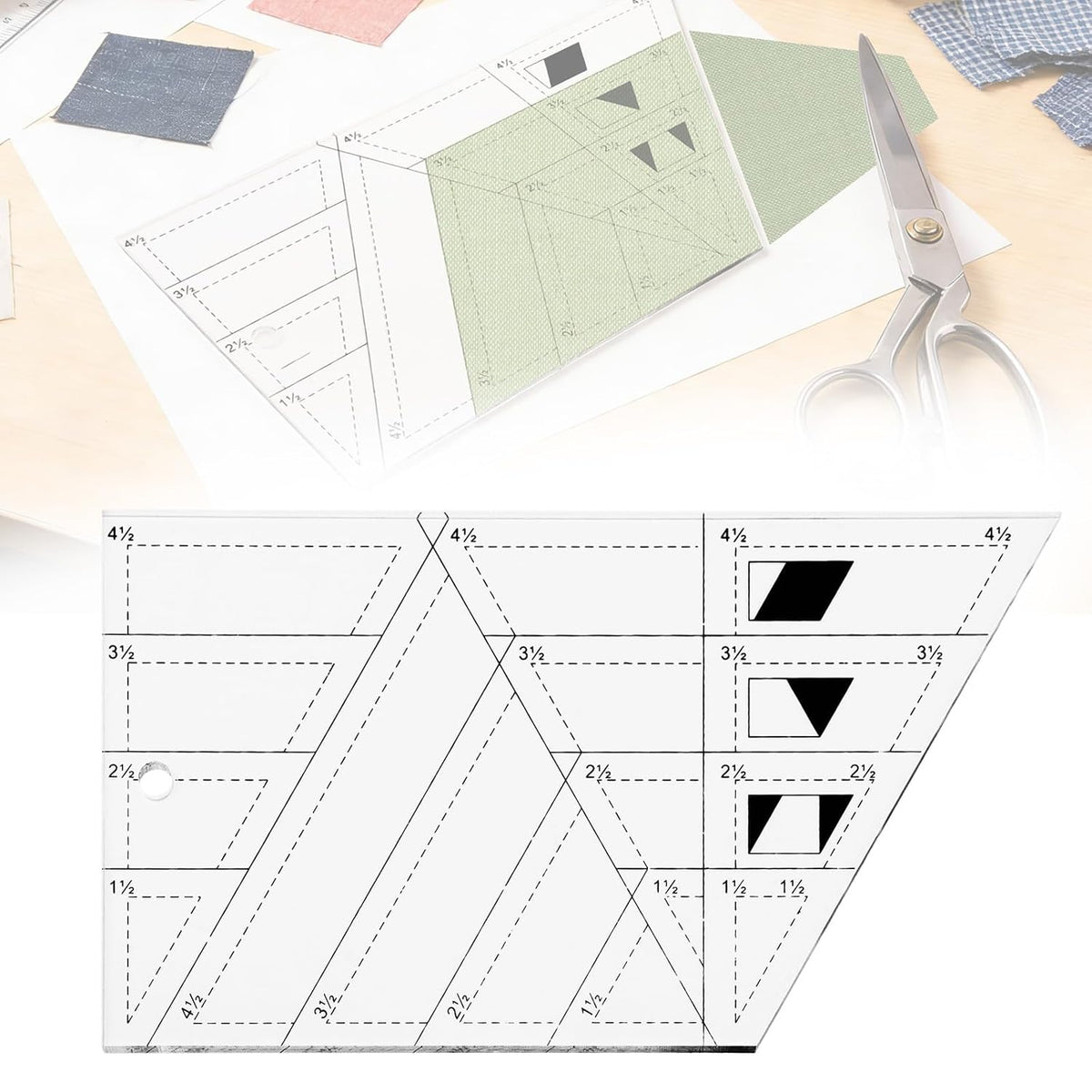 Acrylic Trapezoid Sewing Ruler for Quilting, Patchwork, and Garment