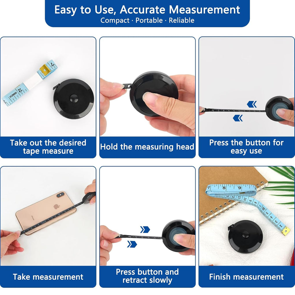 GDMINLO 2 Pack Soft Retractable Tape Measure, 60 Inch/150cm Double
