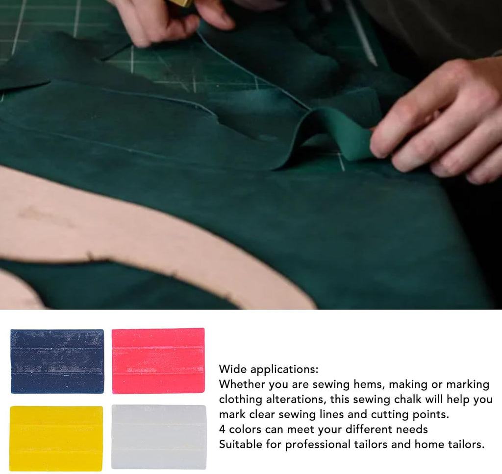 Tailors Chalk, Wax Fabric Marker 50 Sheets 4 Colors Washable for
