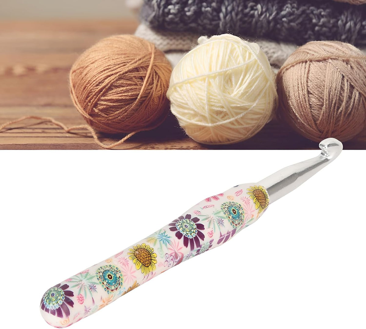 ACNTENY 10mm Crochet Hook, Ergonomic Handle, Aluminum, Multicolor